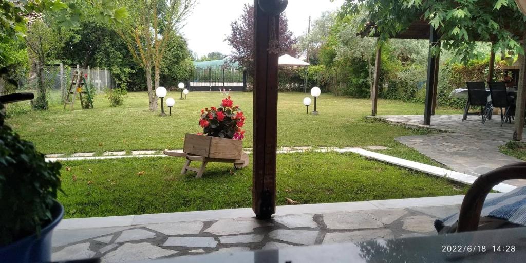 帕拉塔蒙Sevi Platamon Home的享有公园美景,花盒