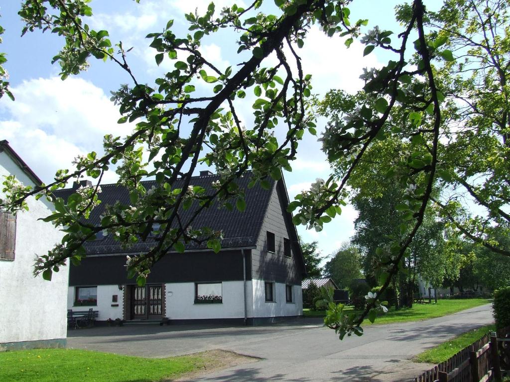 黑伦塔尔Gästehaus Jütten的黑白的树屋