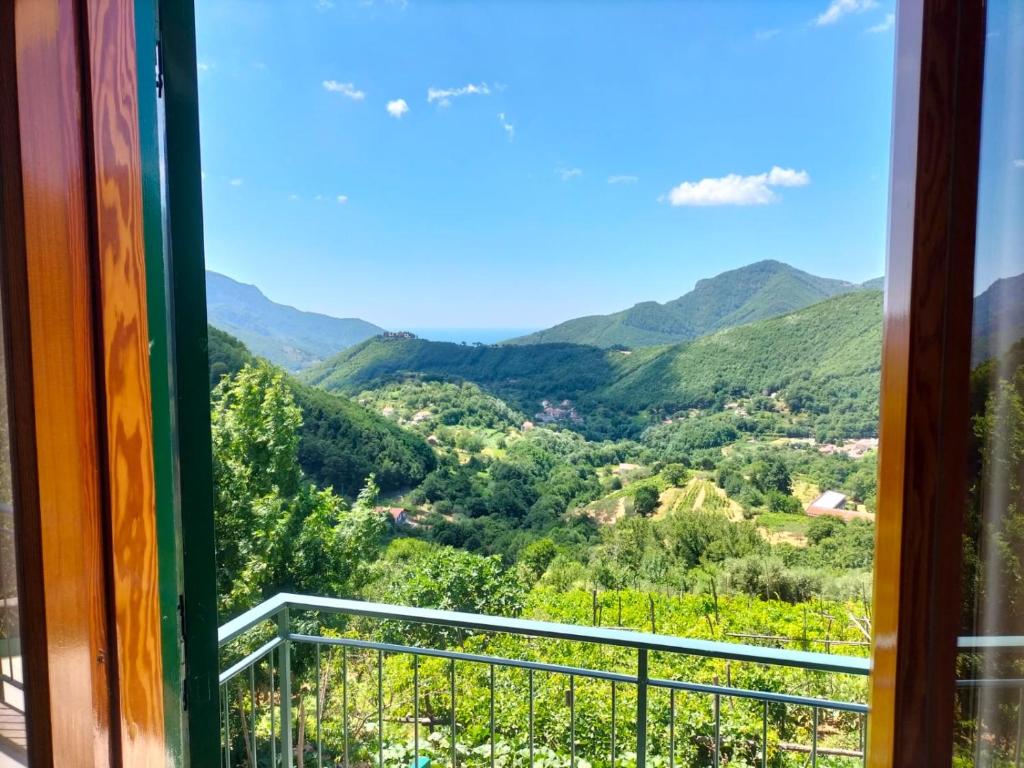 特拉蒙蒂La Casa in Vigna的从山谷的窗户欣赏美景