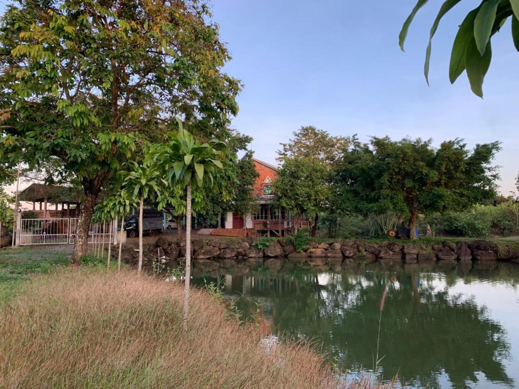 Xã Trảng BômHomestay tay的河边树木的房子