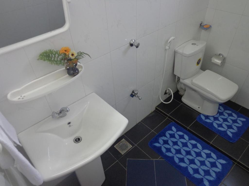 卡卢特勒Asoka Resident Kalutara的白色的浴室设有水槽和卫生间。