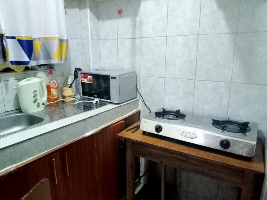 KakamegaMASONKO Luxury Homes - Kakamega的厨房的台面上有一个微波炉