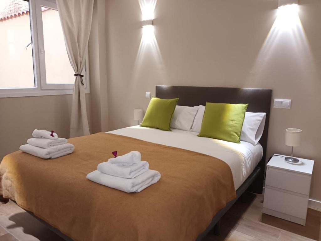 阿尔卡拉德荷那利斯La Casona del Eboni的一间卧室配有带毛巾的床