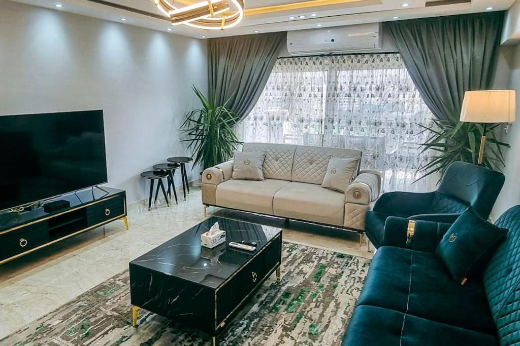 开罗Luxury VIP apartment的带沙发和电视的客厅
