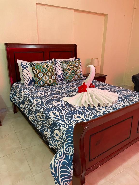 圣多明各VBermor Hotel的一间卧室,配有一张床,上面有火鸡
