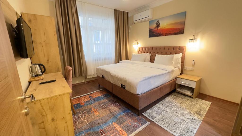 伊斯坦布尔Albatros Apart Suite的酒店客房,配有床和电视