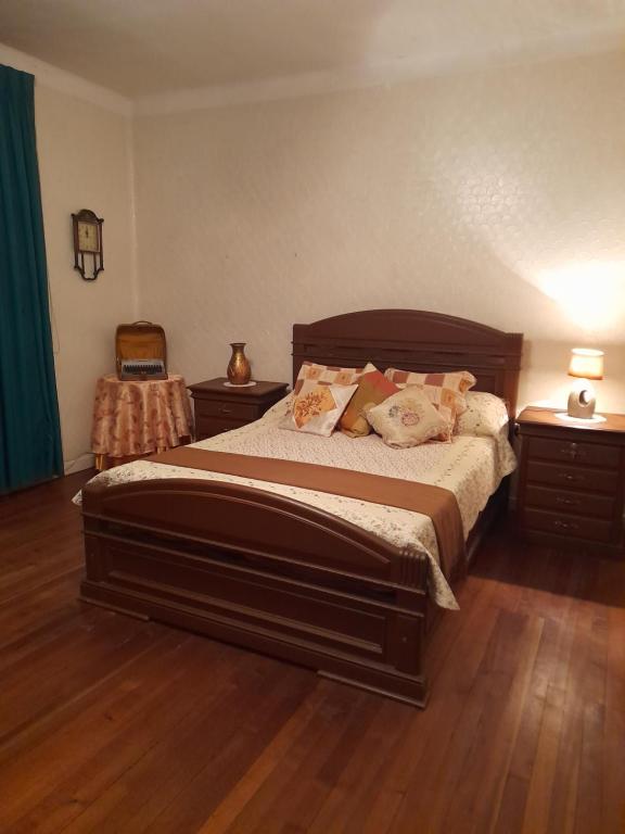 塔里哈Preciosa Casa Centrica y Acogedora的一间卧室设有一张大床和两个床头柜