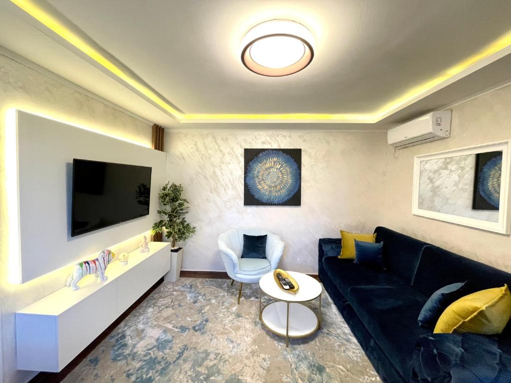 尼克希奇Apartment Lena Niksic的带沙发和电视的客厅