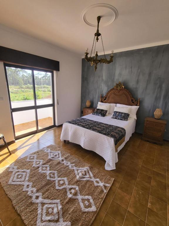 维拉·雷阿尔·德·桑托亚UFitness Hotel的一间卧室配有一张大床和地毯。