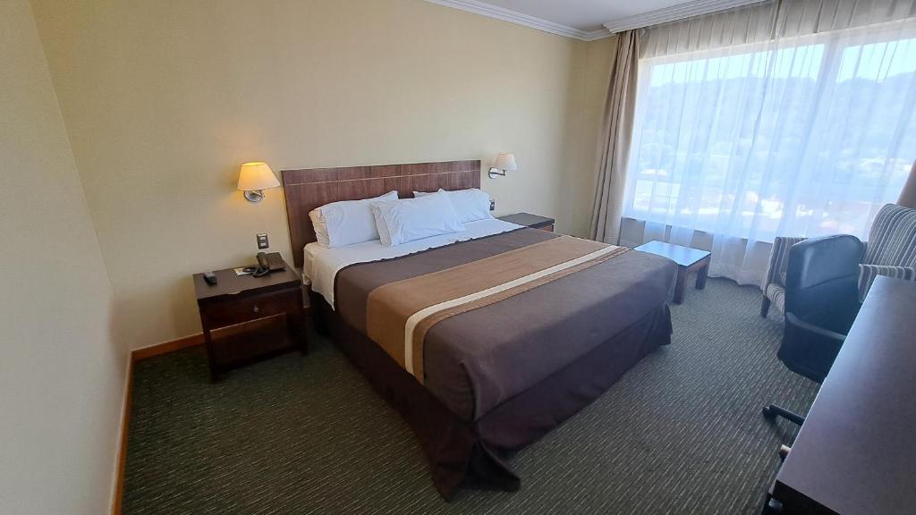 特木科迪亚哥德阿尔马格罗特木科酒店的一间设有大床和窗户的酒店客房