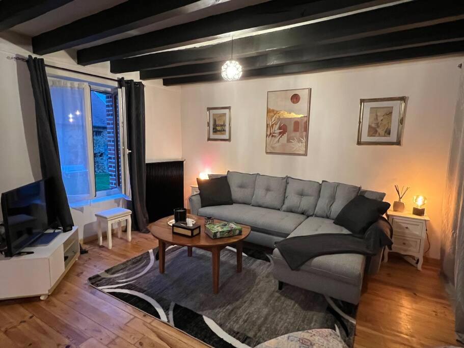 Gargilesse-DampierreCharmante maison berrichonne的带沙发和电视的客厅