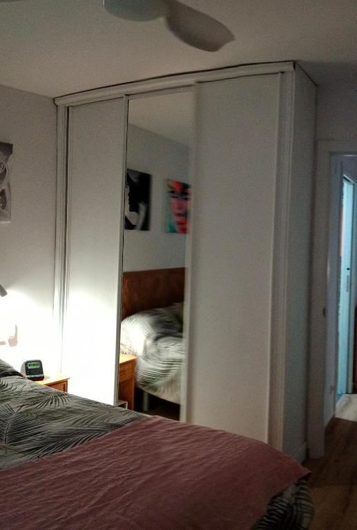 萨拉戈萨Suite Lay的一间卧室配有衣柜和一张床