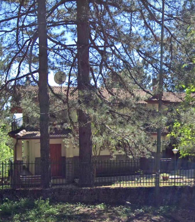 CuturaWhite’s House的前面有栅栏和树木的房子