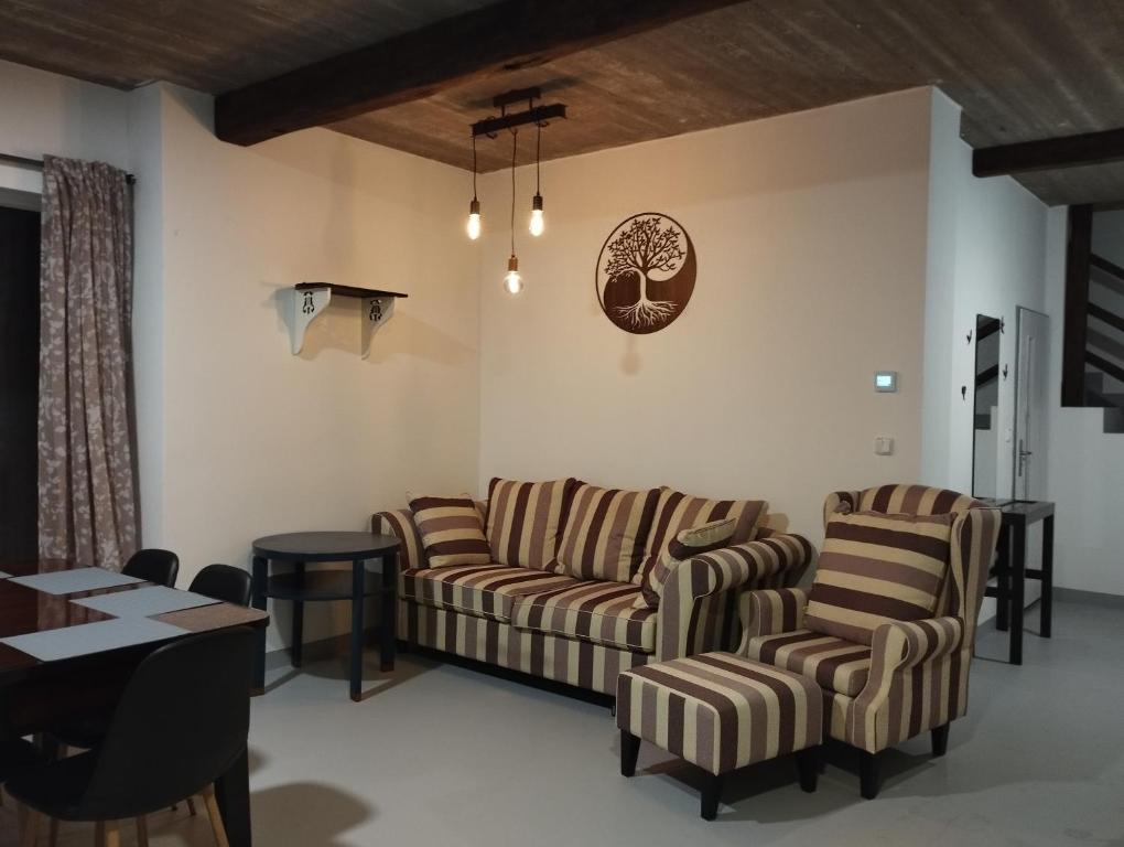 ZdiceApartmány Svatá的客厅配有两张沙发和一张桌子