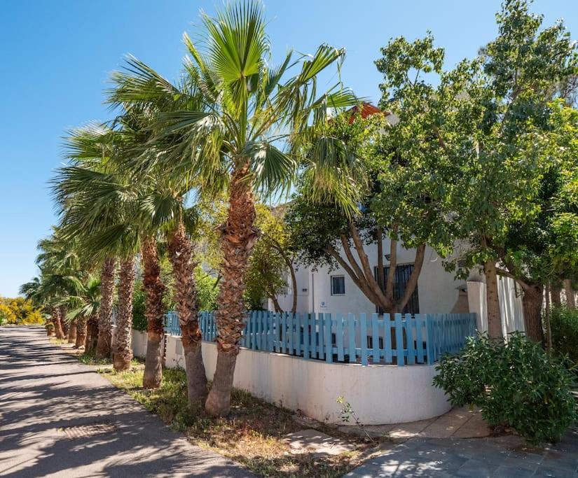 厄尔·坎皮洛·德·罗达尔Casa Appaloosa Cabo de Gata的房屋前有棕榈树的围栏