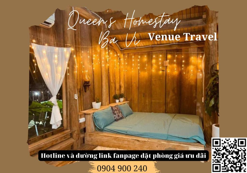 巴位Queen's Homestay Ba Vì - Venuestay的一张海报,供卧室使用,卧室内配有一张床