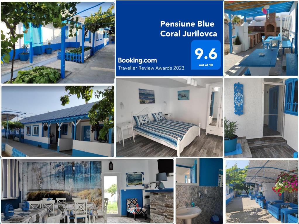 茹里洛夫卡Pensiune Blue Coral Jurilovca的蓝色公寓图片的拼凑