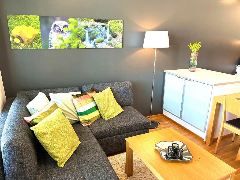 黑诺拉Premium Chalet 4212 Green的客厅配有沙发和桌子