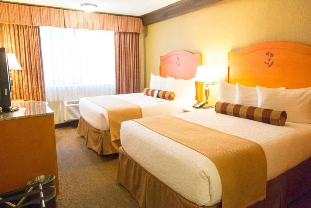 里士满Abercorn Hotel, Trademark Collection by Wyndham的有两张床和一扇窗户的酒店房间