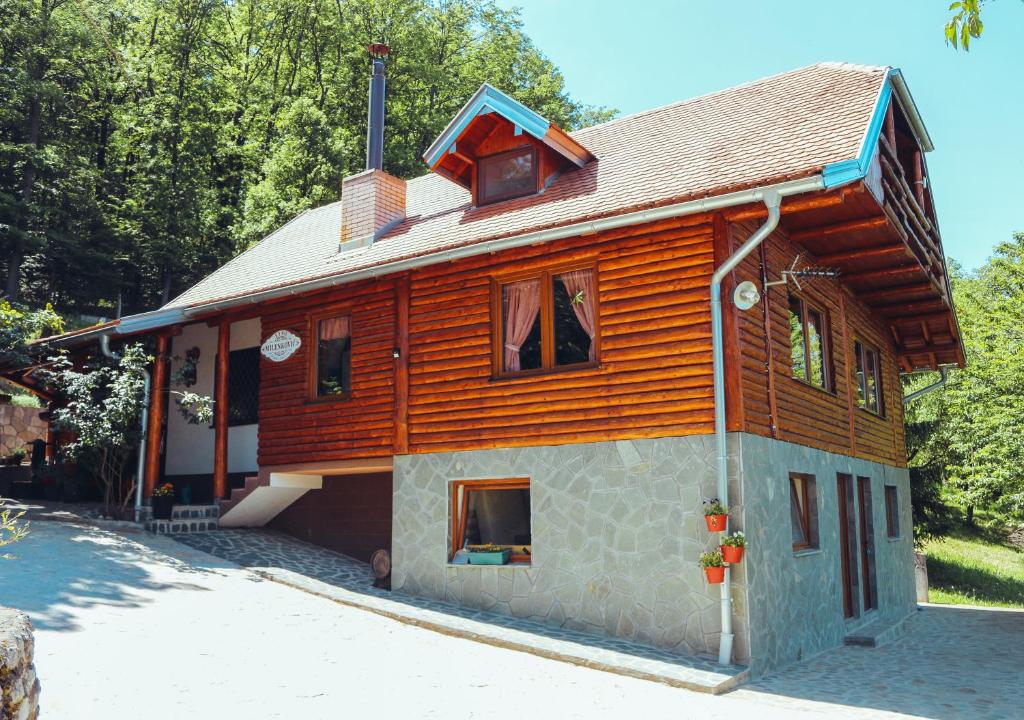 代斯波托瓦茨Etno domaćinstvo Milenković的木头建筑的房子