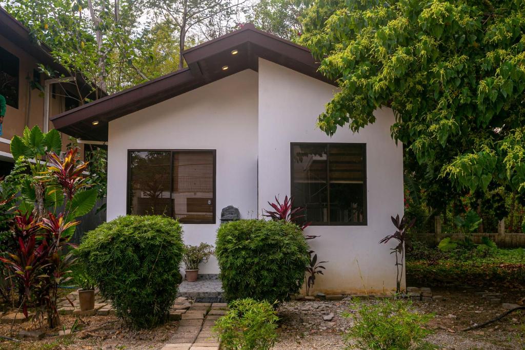 科隆Casa Amanda bungalow with hi-speed internet的前面有植物的白色房子