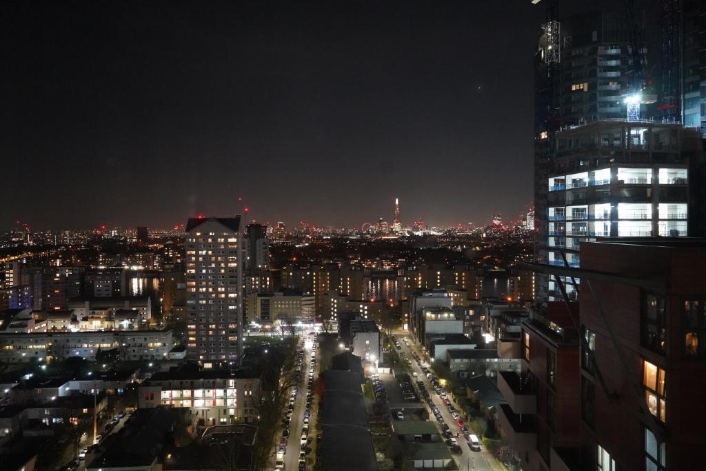 伦敦Phoenix Heights的夜晚带灯光的城市景观