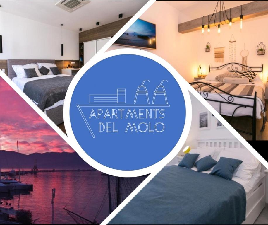 里耶卡Apartments Del Molo的一张四幅图片,一张是卧室,床