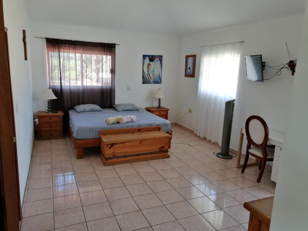 El CarmenCasa Las Animas的一间卧室配有一张床和一台电视