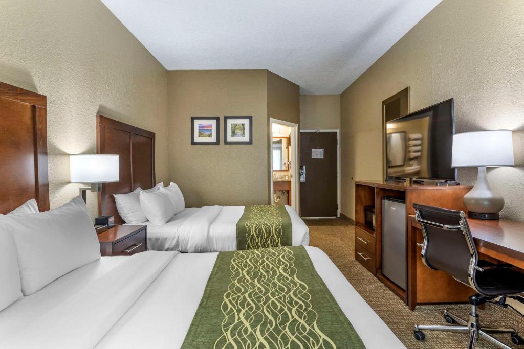 金斯波特南金斯波特康福特茵酒店的酒店客房配有两张床和一张书桌