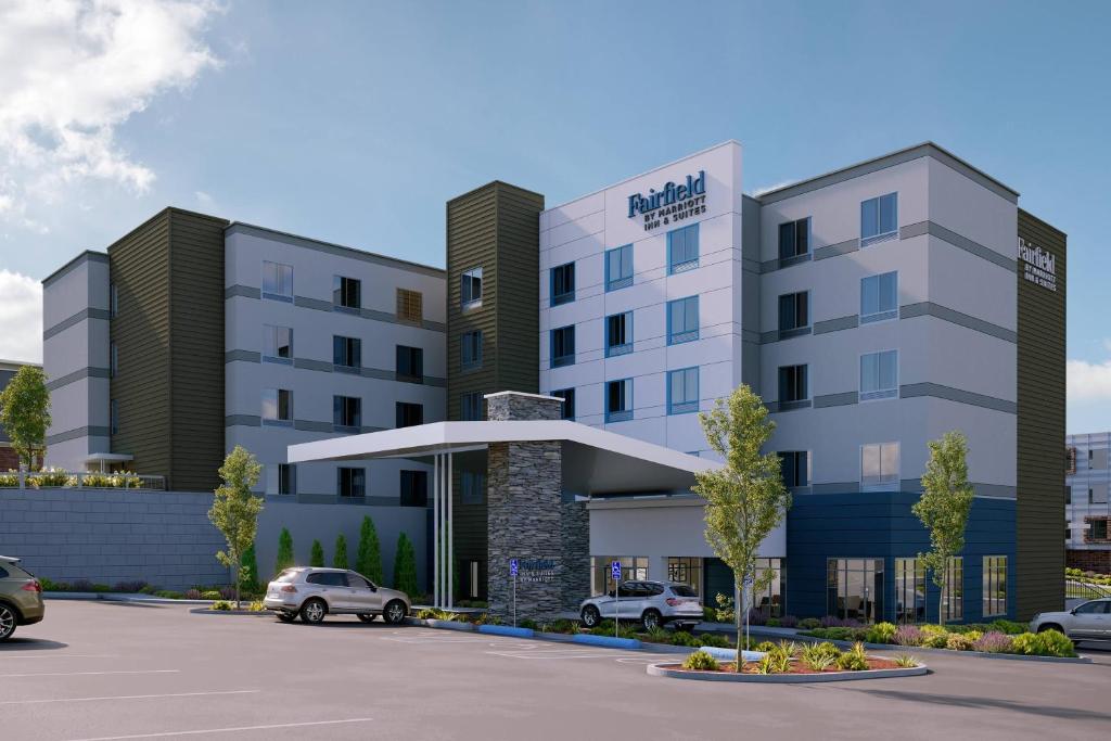 堪萨斯城Fairfield by Marriott Inn & Suites Kansas City North, Gladstone的建筑设计,建筑设计,酒店带停车场