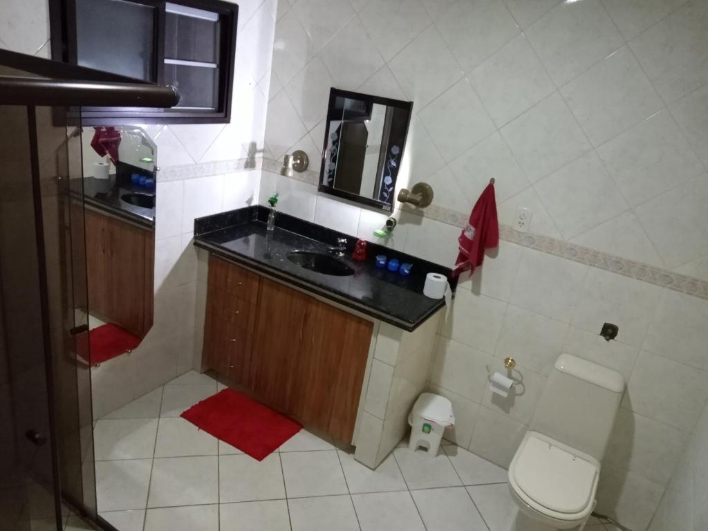 维拉维尔哈Hostel Da Penha的一间带水槽和卫生间的小浴室