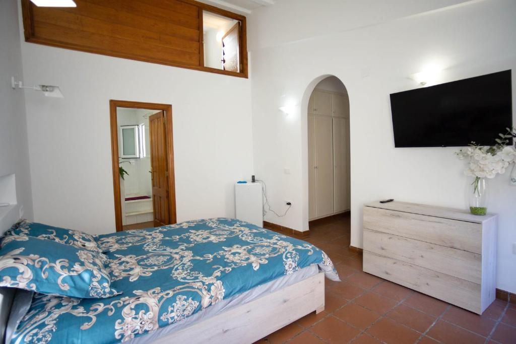 卡斯特利翁-德拉普拉纳Residencial Art Brut的一间卧室配有一张床和一台平面电视
