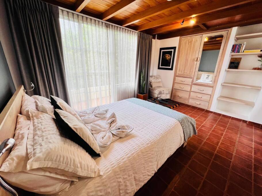 BellavistaGalapagos studio Encantadas Sea的一间卧室设有一张大床和一个窗户。