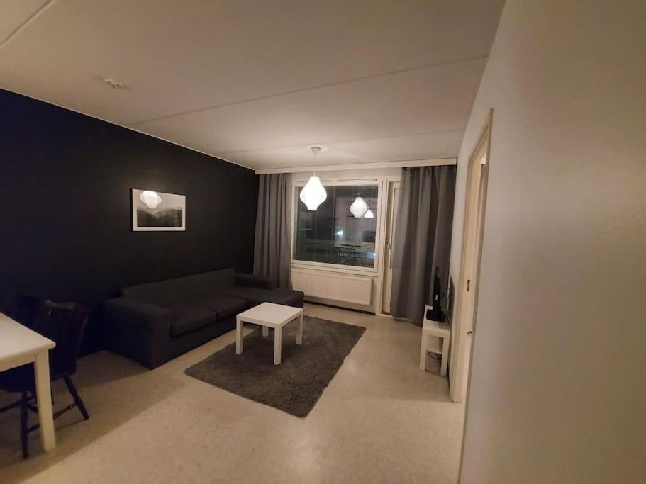坦佩雷Saunallinen kaksio的客厅配有沙发和桌子