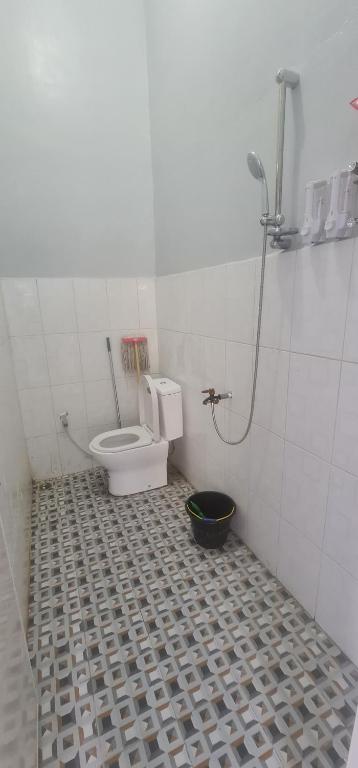 HalanganHOMESTAY PANDAN的一间带卫生间和淋浴的浴室
