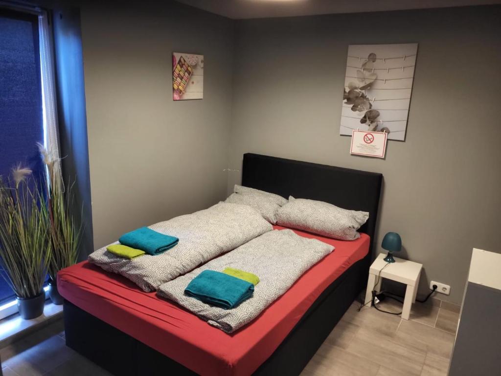 弗伦斯堡Flensburg City - 24h的一间卧室配有带枕头的床