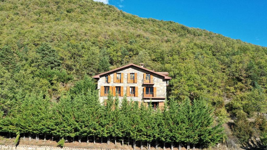 加文Casa Rural Uría - Ubicación perfecta, rodeado de naturaleza, vistas espectaculares的山边的房子