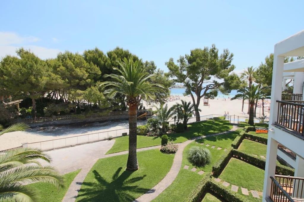 阿尔库迪亚Elena Playa Sol的享有棕榈树公园和海滩的景致。