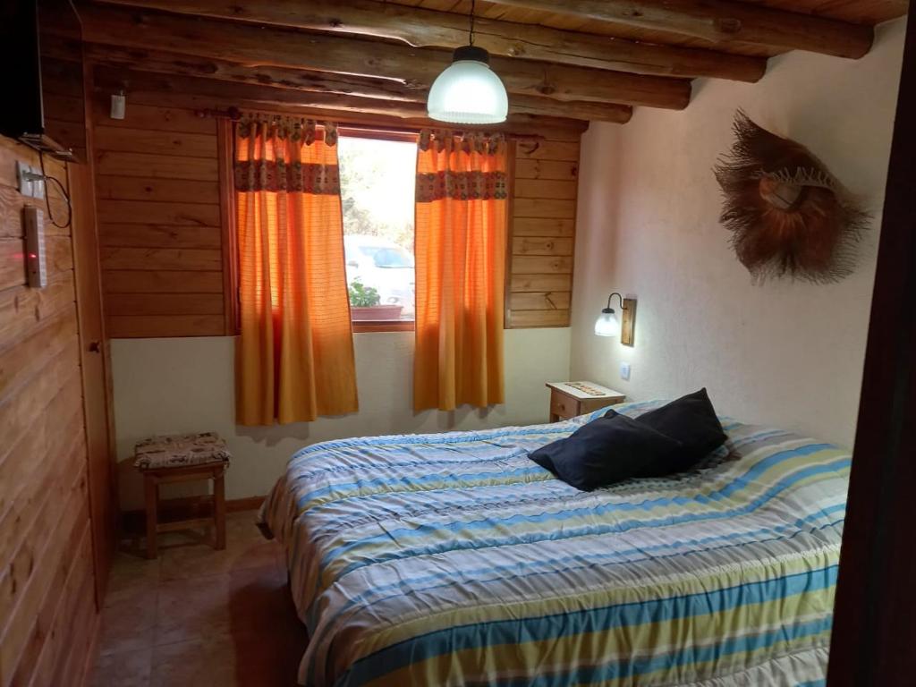 卡皮亚德尔德尔蒙特CABAÑAS ALMA SERENA的一间卧室设有一张床和一个窗口