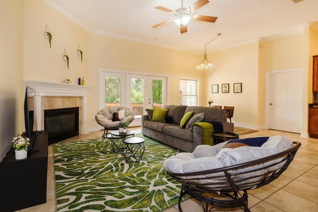 塔拉哈西Cozy Home on the outskirts of Tallahassee的带沙发和壁炉的客厅