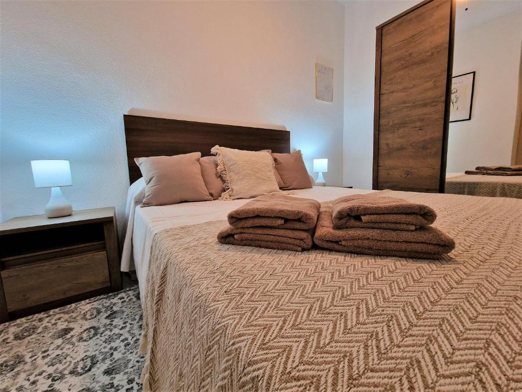 科尔多瓦DS Córdoba Centro的一间卧室配有一张大床和毛巾