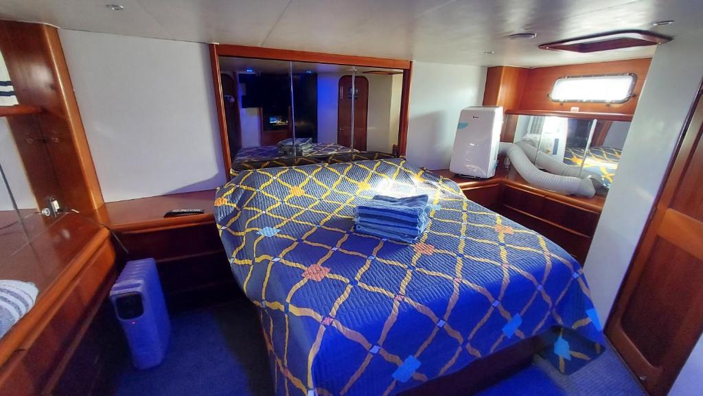布鲁克林COZY CONDO OCEAN 3xDECK YACHT的一张大床,位于带大镜子的房间里