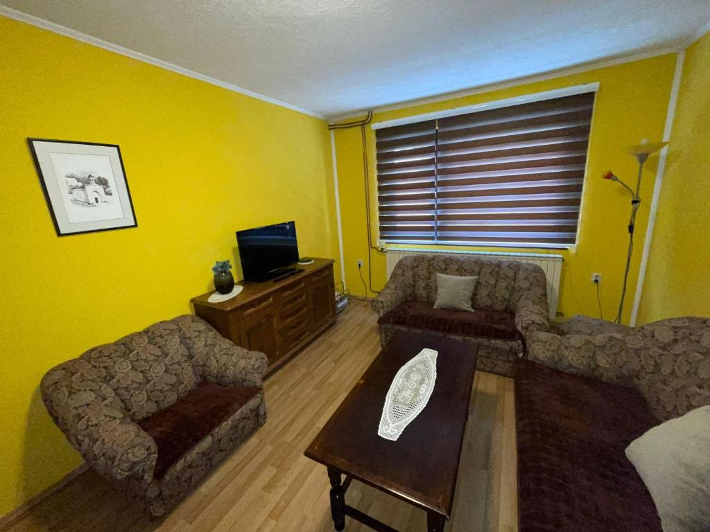 维舍格勒Apartman Sara的客厅配有沙发和桌子
