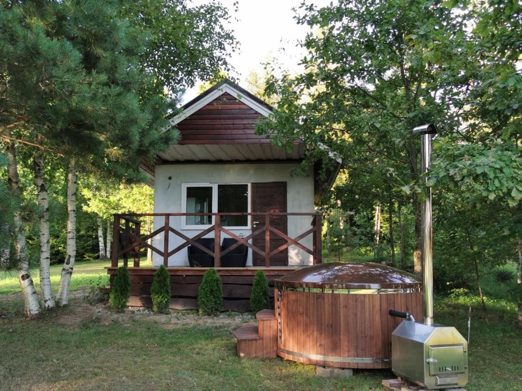 VērgaleLīdumnieki的庭院内带热水浴池的小房子