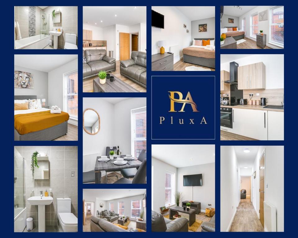 伯明翰Pluxa The Hideaway - Fully private serviced apartment & parking的客厅照片的拼合