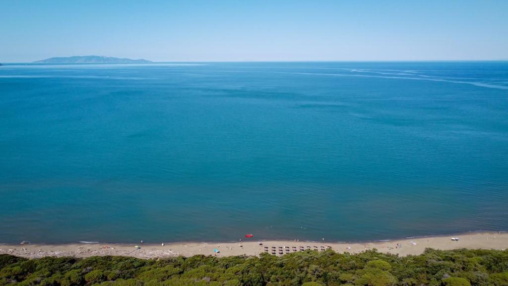 阿尔比尼娅帕尔梅酒店的和水中的人一起欣赏海滩的空中景色