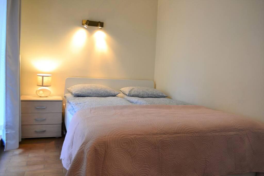 格但斯克Kaletnicza Old Town Apartment的一间卧室配有一张带两个枕头的床