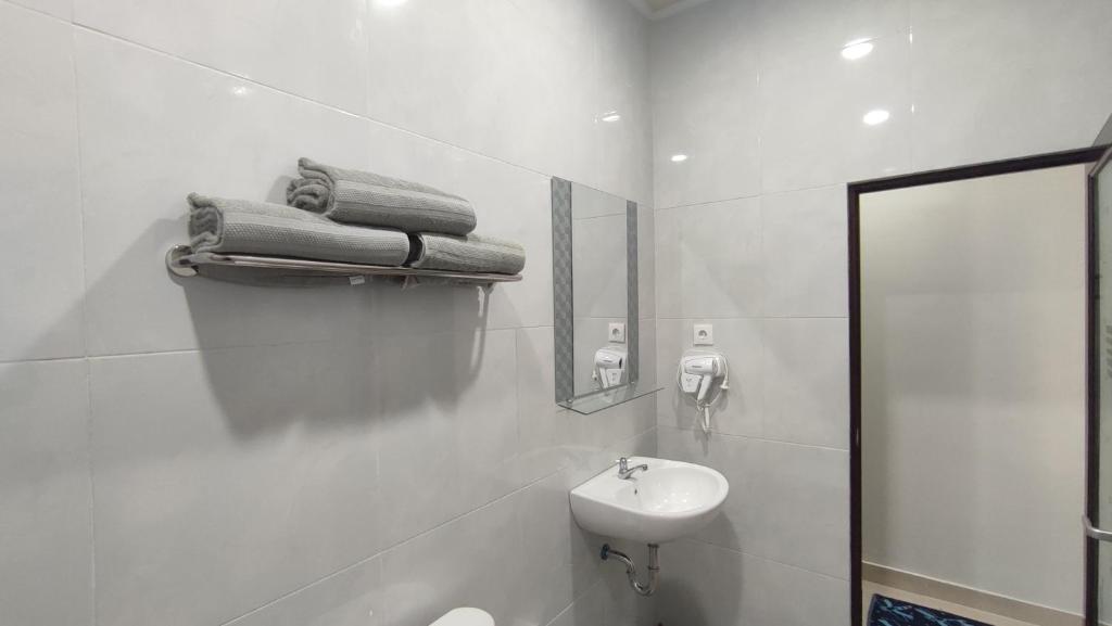 布罗莫古布德索民宿 的白色的浴室设有水槽和镜子