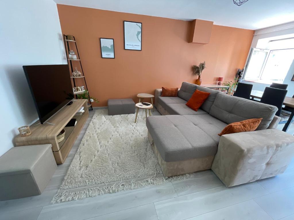 Montalieu-VercieuAppartement Centrale Confort的带沙发和平面电视的客厅
