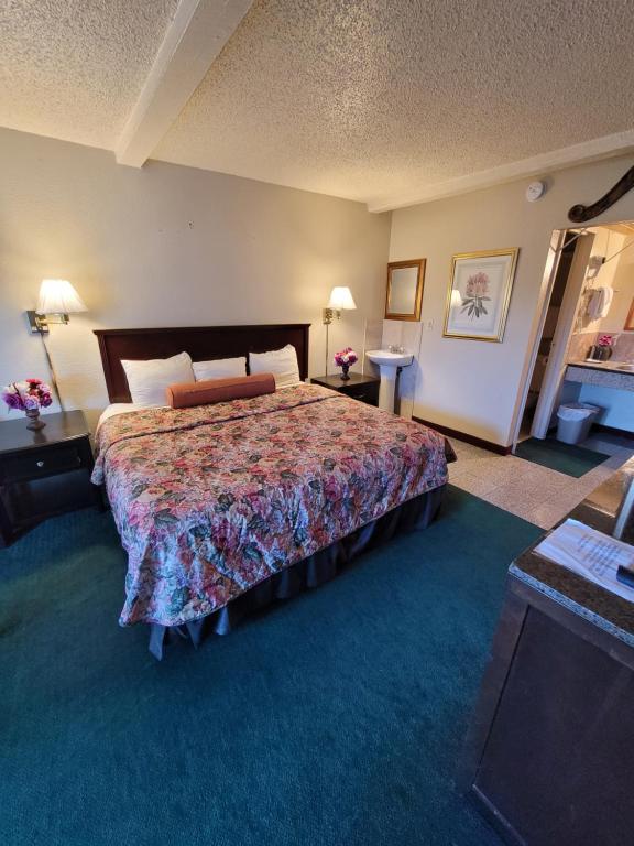 加斯托尼亚伊科斯普莱斯套房酒店的酒店客房设有一张大床,